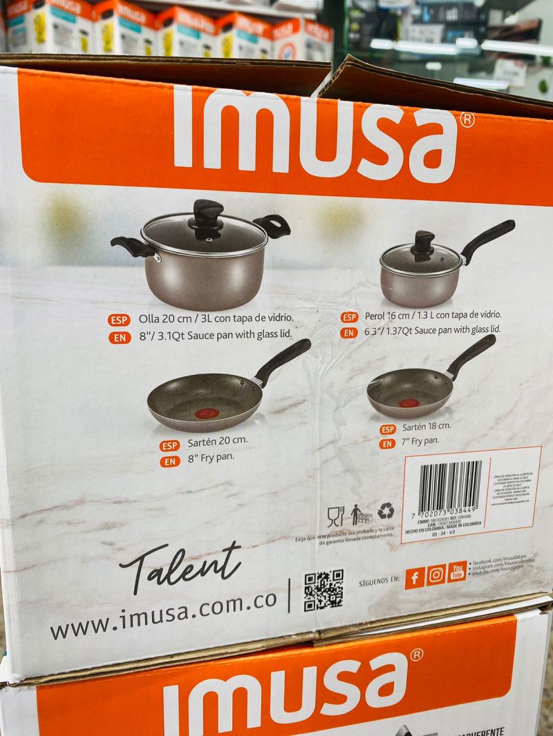 Comprar Bateria Imusa 7 Piezas Antiadherente en Electroshopy - Ángulo 3